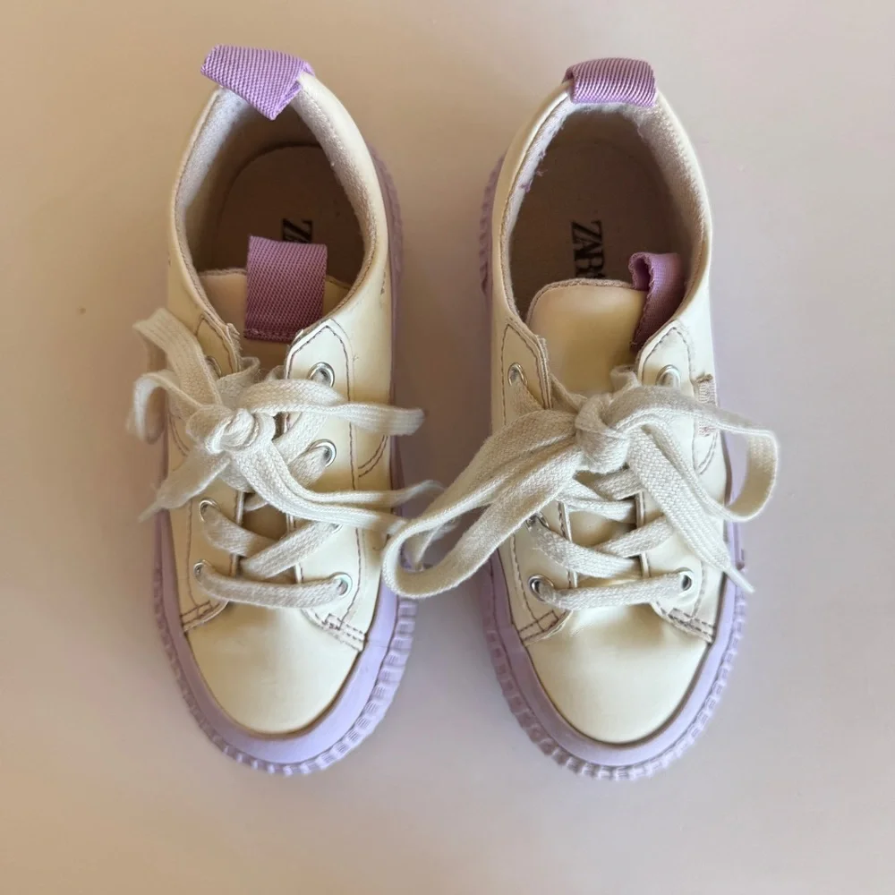 Zara Girls UV Color Changing Sneakers Lilac Cream Size 11.5 EU29